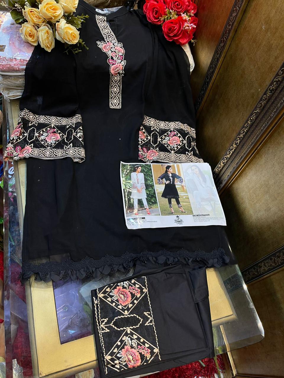 Laiba Am 79 Heavy Festive Wear Georgette Latest Top With Bottom Collection